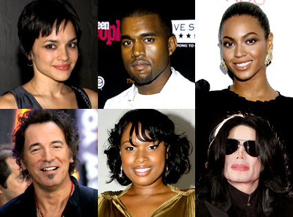 Norah Jones, Kanye West, Beyonce Knowles, Bruce Springsteen, Jennifer Hudson, Michael Jackson Norah Jones, Kanye West, Beyonce Knowles, Bruce Springsteen, Jennifer Hudson, Michael Jackson
